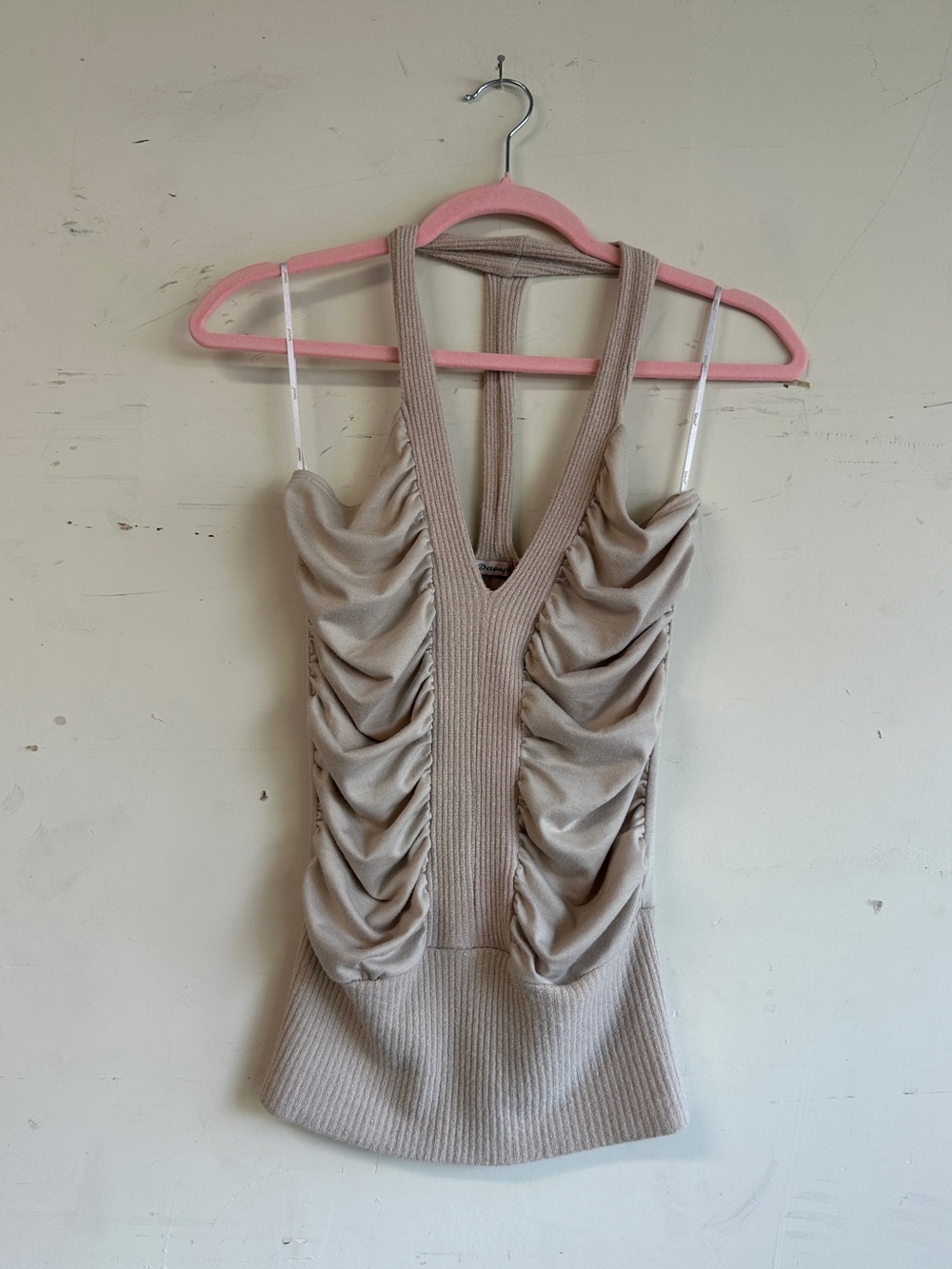 Vintage Y2K halter ruched knit top by papaya